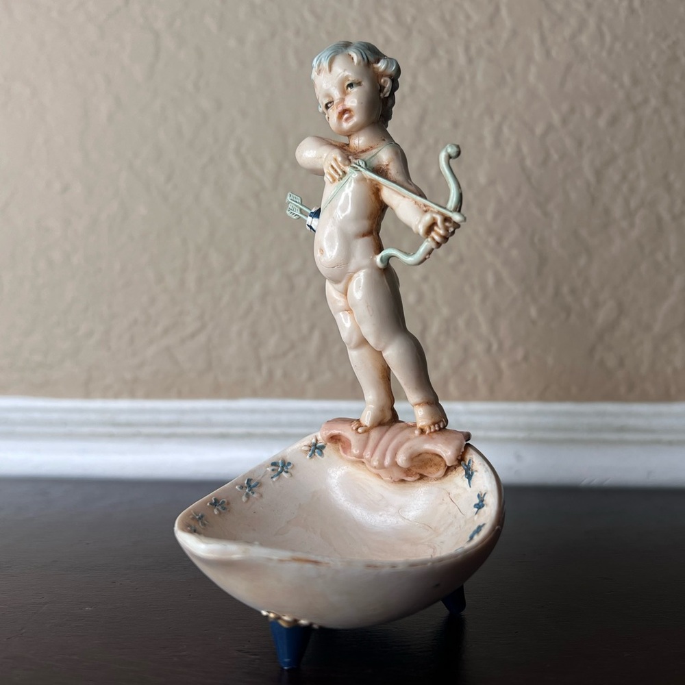 Vintage 1960's Fontanini Depose Italy Cherub Trinket Dish 186 | Putti Shell Bowl